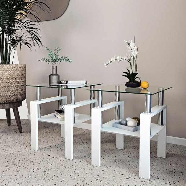 Ivy Bronx Eniileri Glass Top Living Room Table Set & Reviews | Wayfair